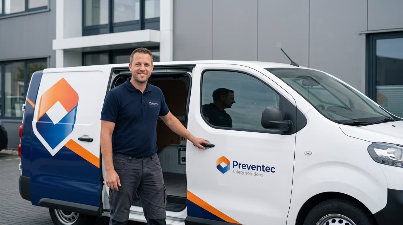 Servicebus van Preventec met monteurs